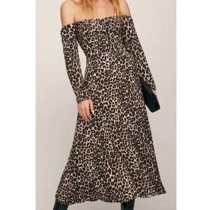 Reformation Ballari Dress in Leopard Print